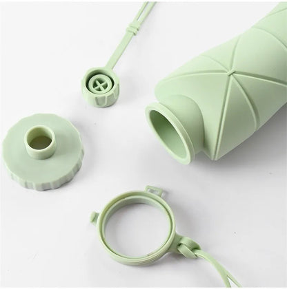 Foldable Silicone Water Bottle 600ml Leak Proof, Portable & Travel Friendly
