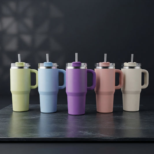 Reusable Tumbler with Handle, Lid & Straw | Pastel Color Cup (FREE DELIVERY)